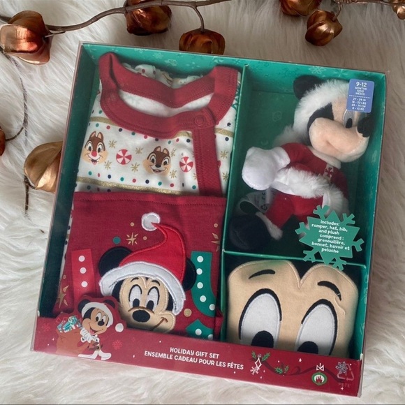 DISNEY DISNEYLAND MICKEY MINNIE MOUSE CHIP DALE CHRISTMAS XMAS SANTA BABY 9-12 - Picture 9 of 9